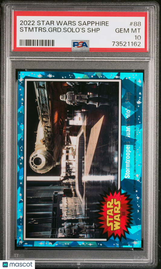 2022 Topps Chrome Sapphire Edition Star Wars Stmtrs. GRD. Solo’S SHP #88 PSA 10