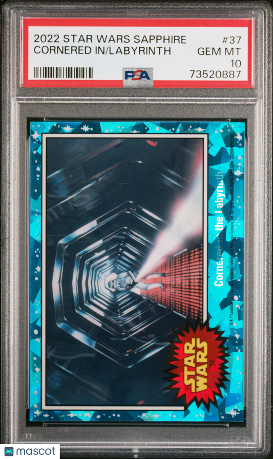2022 Topps Chrome Sapphire Edition Star Wars Labyrinth Cornered In #37 PSA 10