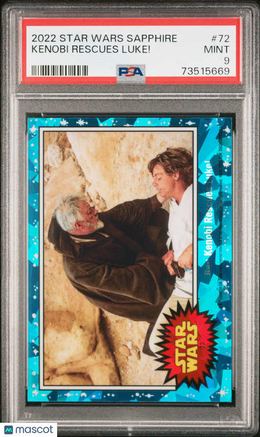 2022 Topps Chrome Sapphire Edition Star Wars Kenobi Rescues Luke! #72 PSA 9
