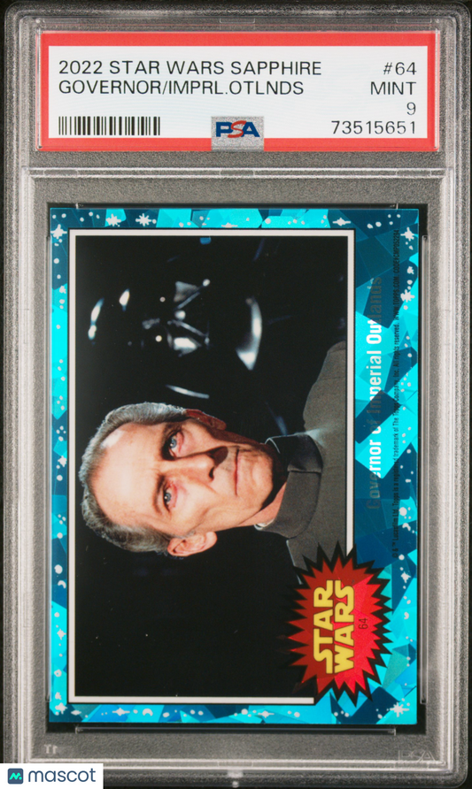 2022 Topps Chrome Sapphire Edition Star Wars Imprl. Otlnds Governor #64 PSA 9