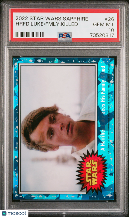 2022 Topps Chrome Sapphire Edition Star Wars Fmly. Killed Hrfd. Luke #26 PSA 10