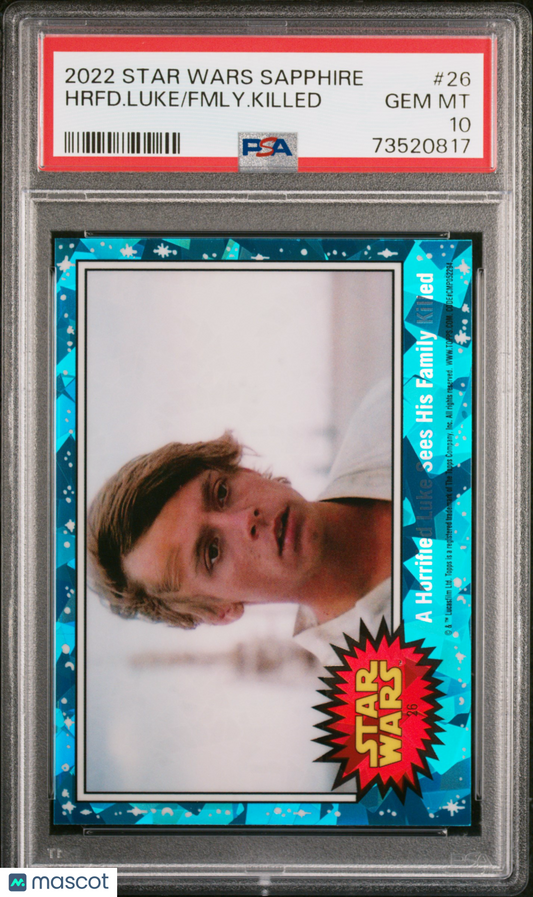 2022 Topps Chrome Sapphire Edition Star Wars Fmly. Killed Hrfd. Luke #26 PSA 10