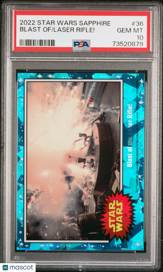 2022 Topps Chrome Sapphire Edition Star Wars Laser Rifle! Blast Of #36 PSA 10