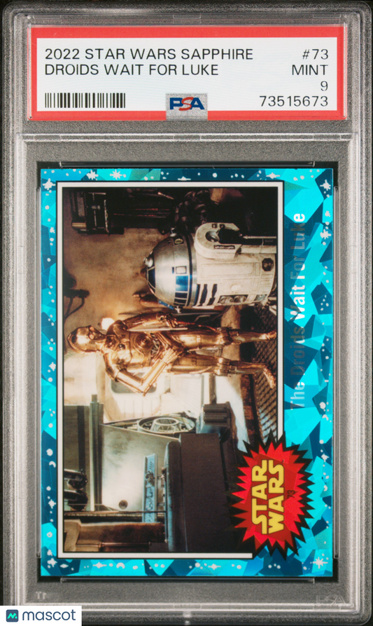2022 Topps Chrome Sapphire Edition Star Wars Droids Wait For Luke #73 PSA 9