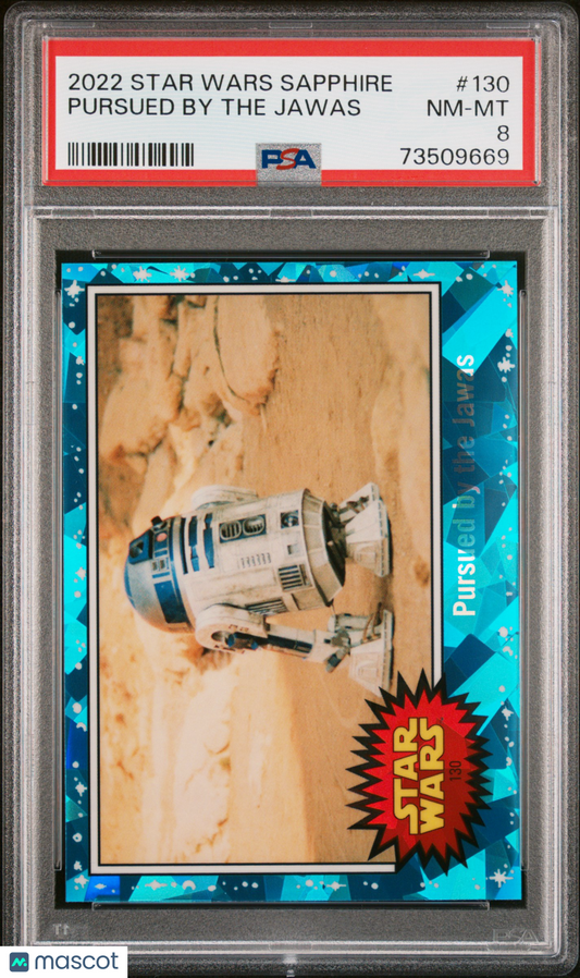 2022 Topps Chrome Sapphire Edition Star Wars Pursued By The Jawas #130 PSA 8