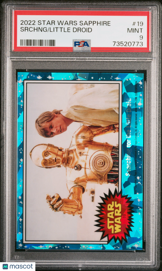 2022 Topps Chrome Sapphire Edition Star Wars Little Droid Srchng #19 PSA 9