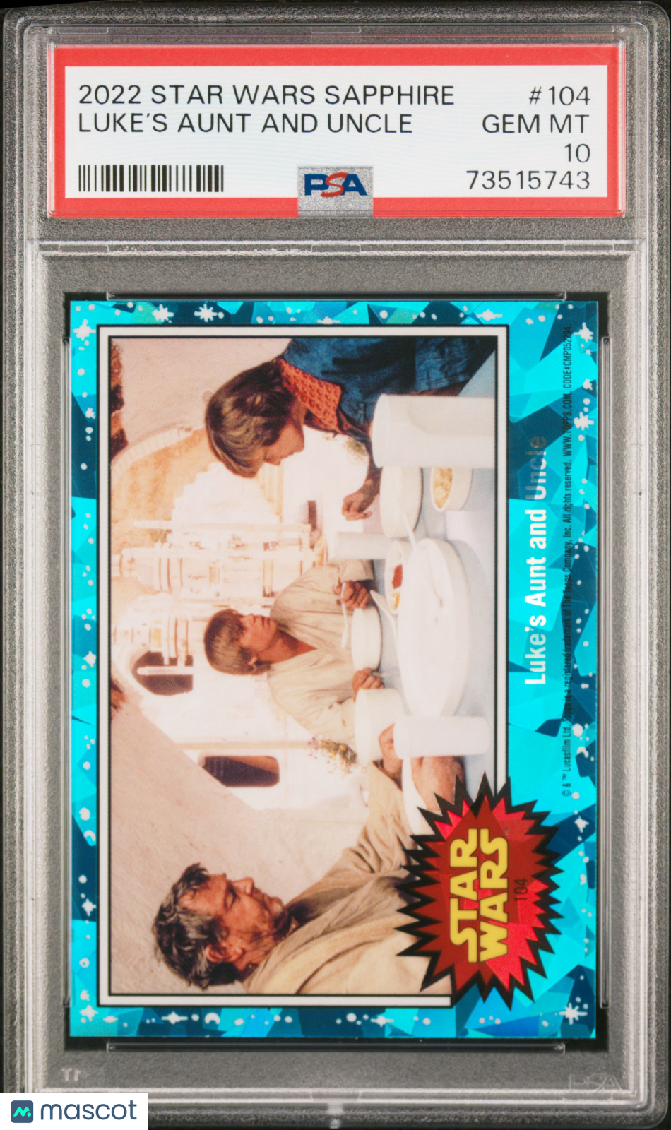 2022 Topps Chrome Sapphire Edition Star Wars Luke’S Aunt And Uncle #104 PSA 10