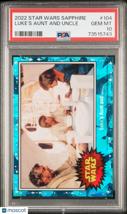 2022 Topps Chrome Sapphire Edition Star Wars Luke’S Aunt And Uncle #104 PSA 10