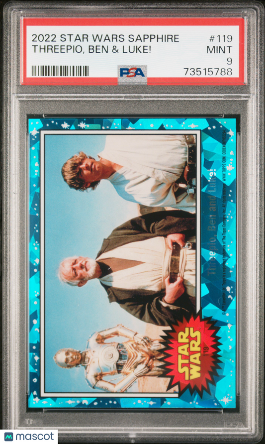 2022 Topps Chrome Sapphire Edition Star Wars Threepio, Ben & Luke! #119 PSA 9