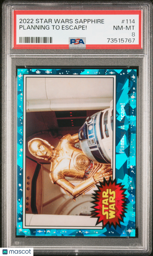 2022 Topps Chrome Sapphire Edition Star Wars Planning To Escape! #114 PSA 8