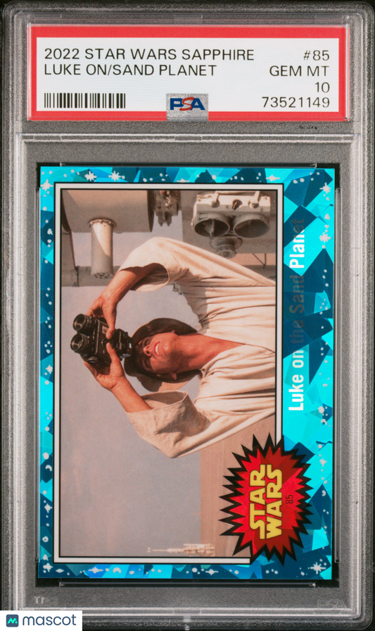 2022 Topps Chrome Sapphire Edition Star Wars Sand Planet Luke On #85 PSA 10