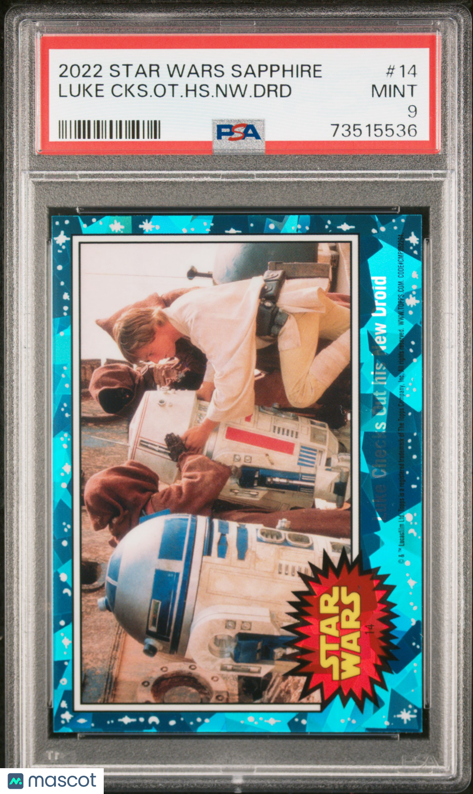 2022 Topps Chrome Sapphire Edition Star Wars Luke CKS. Ot. HS. NW. DRD #14 PSA 9