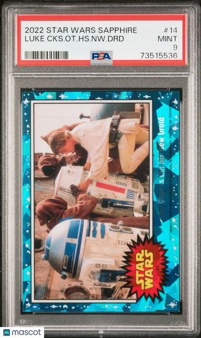 2022 Topps Chrome Sapphire Edition Star Wars Luke CKS. Ot. HS. NW. DRD #14 PSA 9