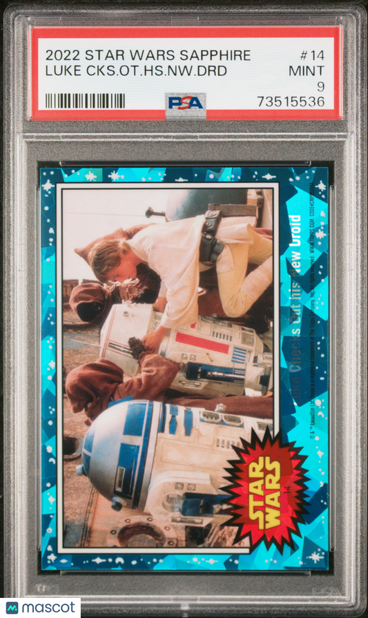 2022 Topps Chrome Sapphire Edition Star Wars Luke CKS. Ot. HS. NW. DRD #14 PSA 9