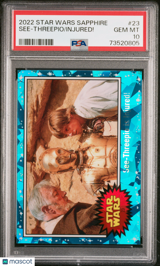 2022 Topps Chrome Sapphire Edition Star Wars Injured! See-Threepio #23 PSA 10
