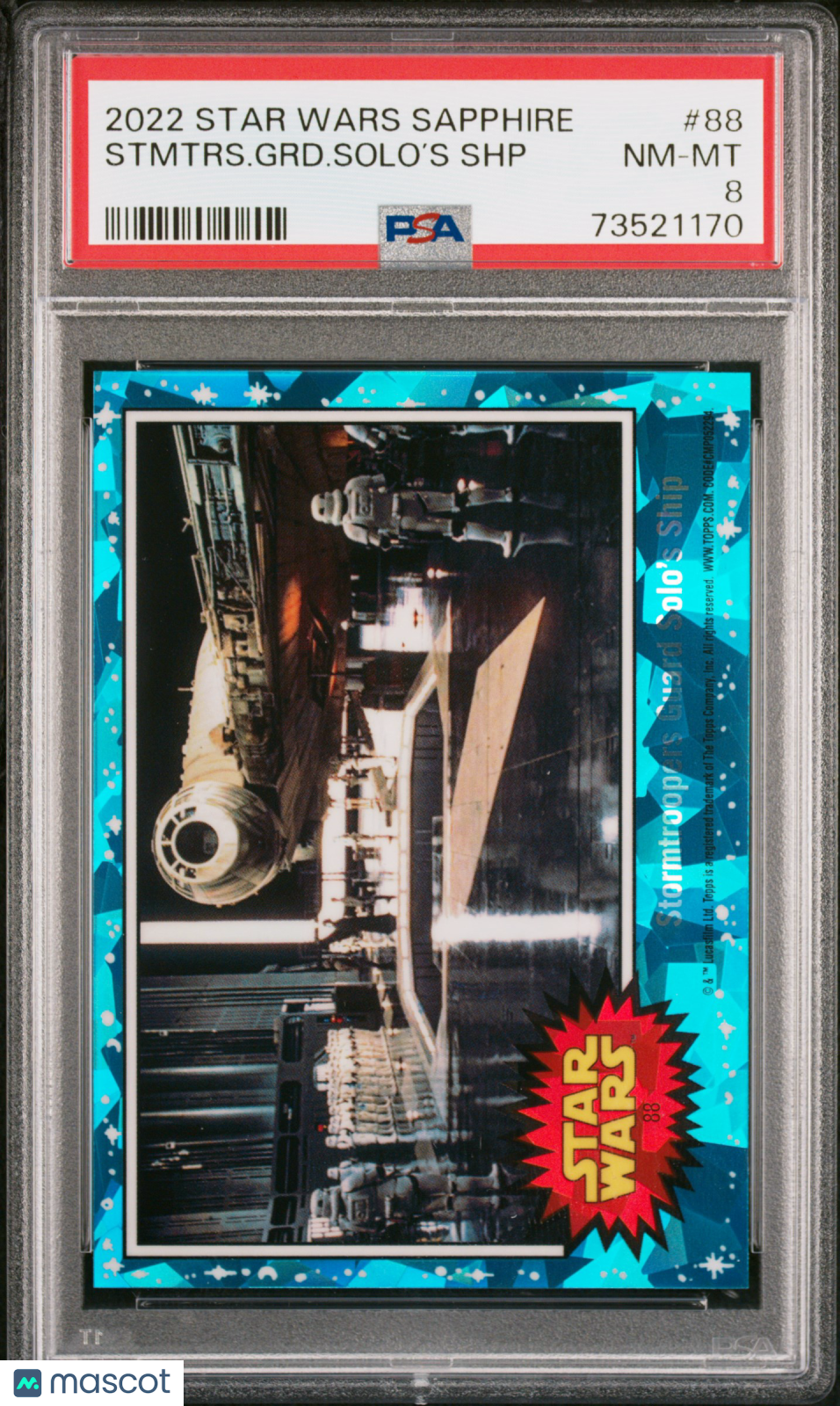 2022 Topps Chrome Sapphire Edition Star Wars Stmtrs. GRD. Solo’S SHP #88 PSA 8