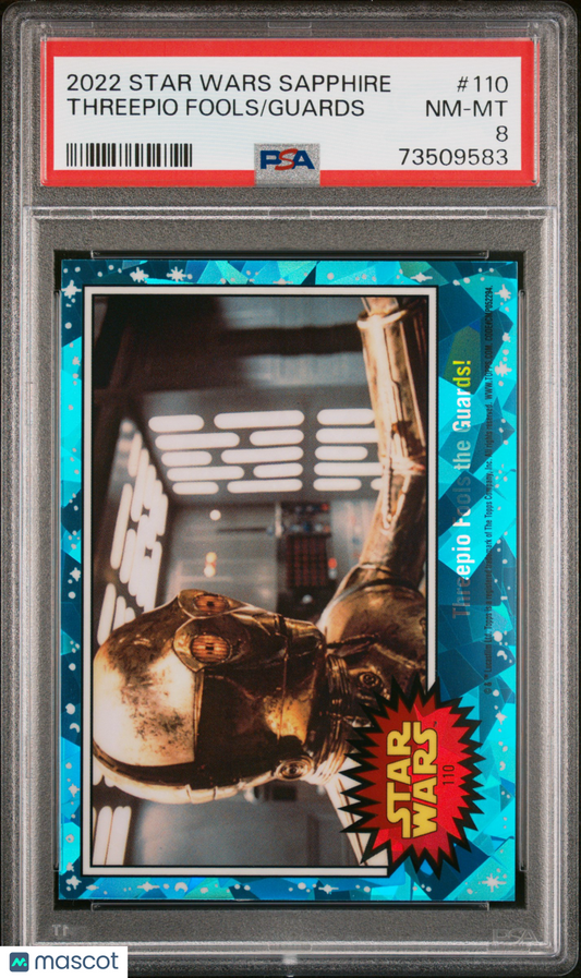 2022 Topps Chrome Sapphire Edition Star Wars Guards Threepio Fools #110 PSA 8
