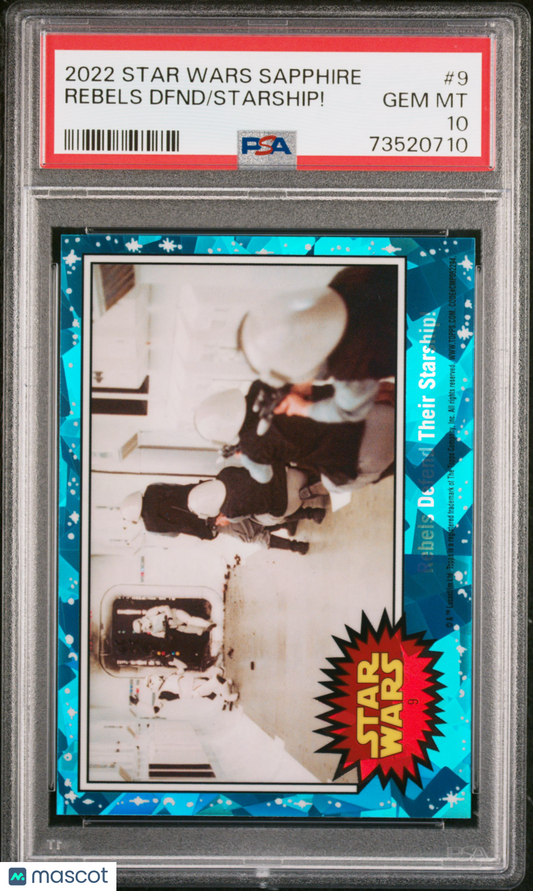 2022 Topps Chrome Sapphire Edition Star Wars Starship! Rebels Dfnd #9 PSA 10