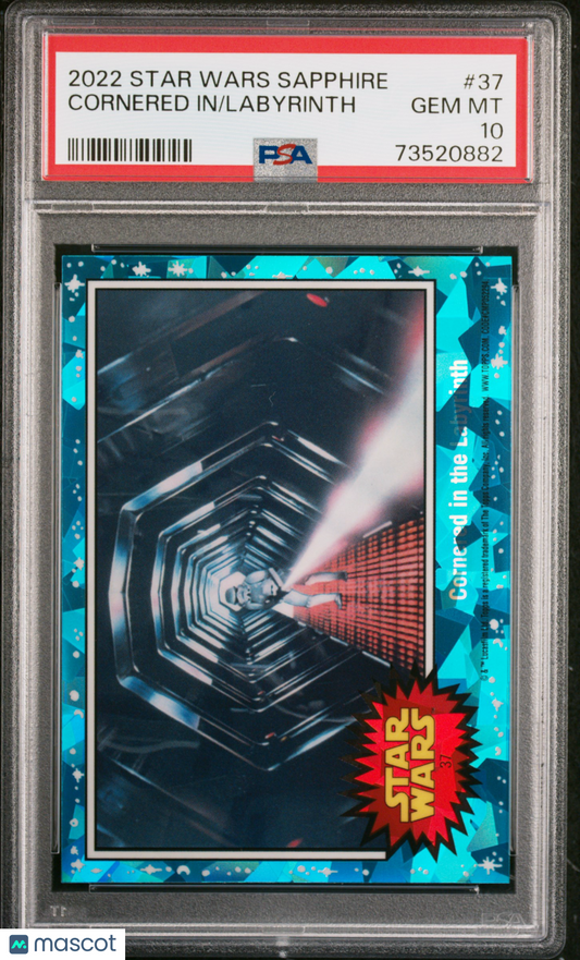 2022 Topps Chrome Sapphire Edition Star Wars Labyrinth Cornered In #37 PSA 10