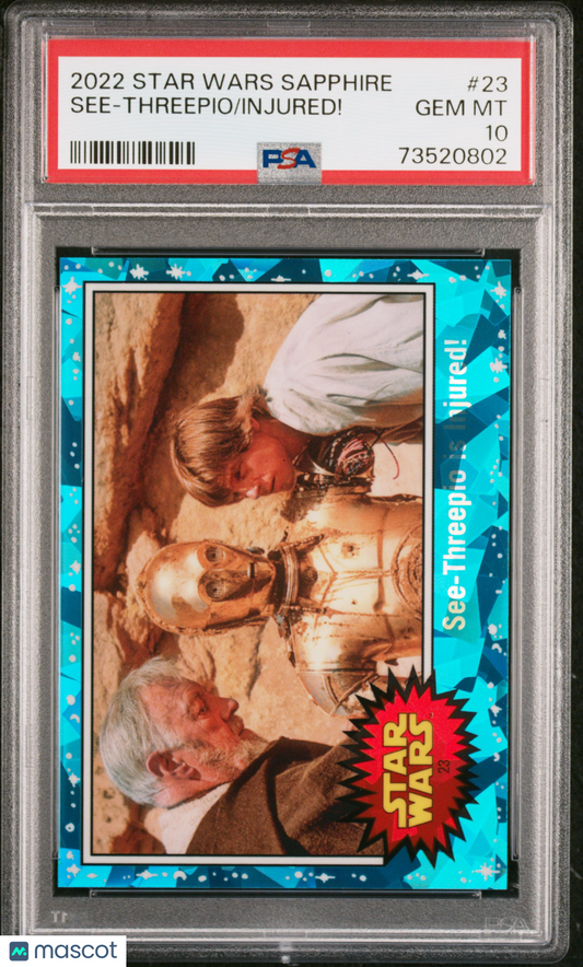 2022 Topps Chrome Sapphire Edition Star Wars Injured! See-Threepio #23 PSA 10