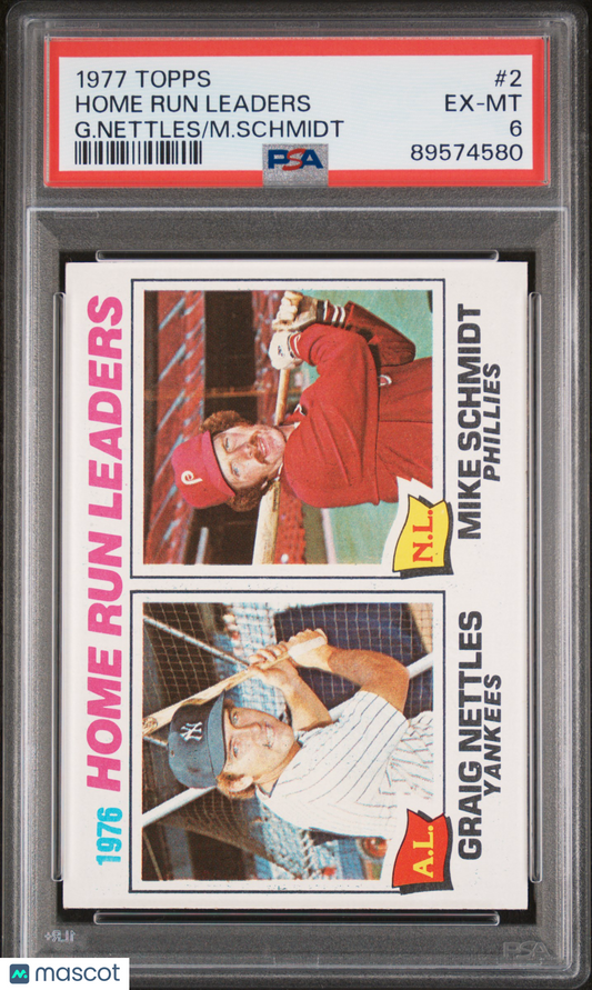 1977 Topps G. Nettles M. Schmidt Home Run Leaders #2 PSA 6 89574580