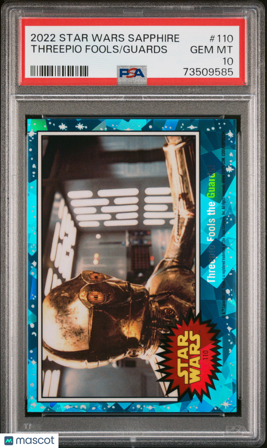 2022 Topps Chrome Sapphire Edition Star Wars Guards Threepio Fools #110 PSA 10