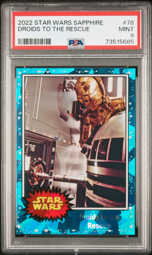 2022 Topps Chrome Sapphire Edition Star Wars Droids To The Rescue #78 PSA 9
