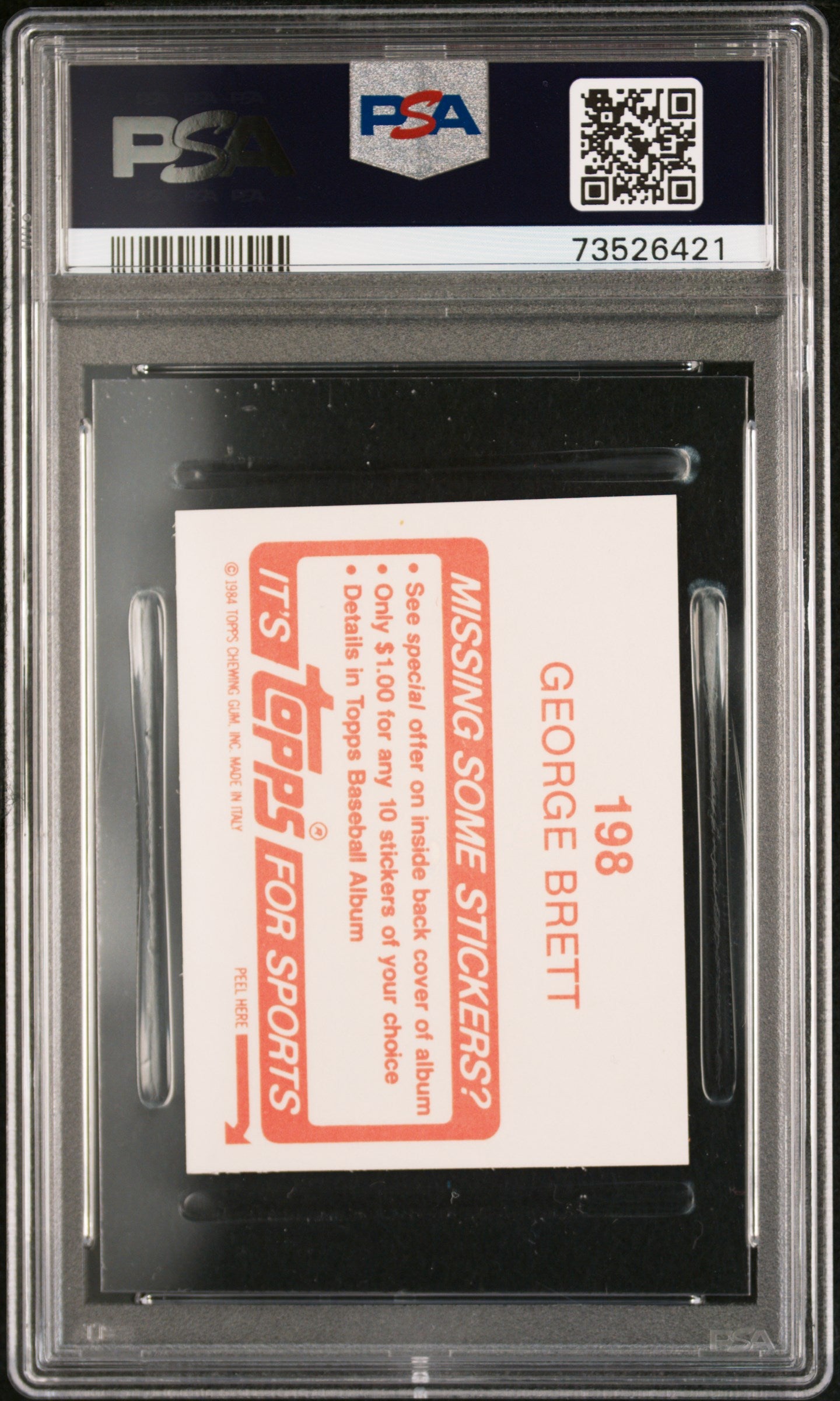 1984 Topps Stickers Baseball George Brett #198 Psa 9 73526421
