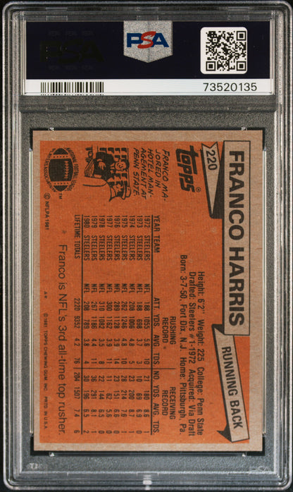 1981 Topps Football Franco Harris #220 Psa 9 73520135