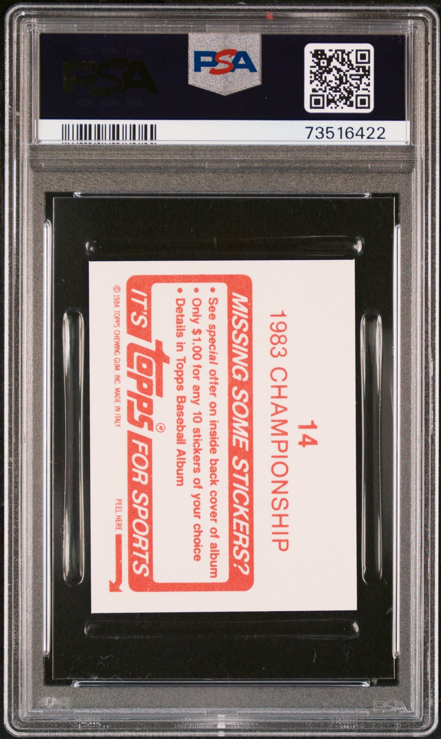 1984 Topps Stickers Baseball 1983 Championship #14 Psa 10 73516422