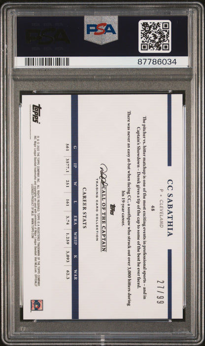 2022 Topps X Derek Jeter SILVER CC Sabathia #48 PSA 9 87786034