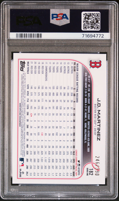 2022 Topps Complete Set Baseball J.d. Martinez #182 Psa 10 71694772