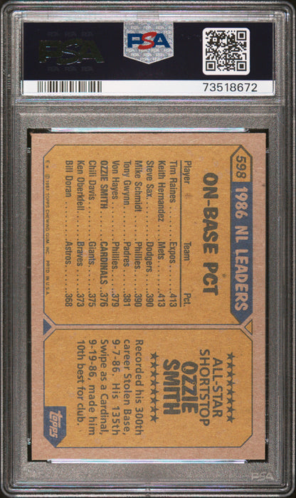 1987 Topps Baseball Ozzie Smith #598 Psa 8 73518672