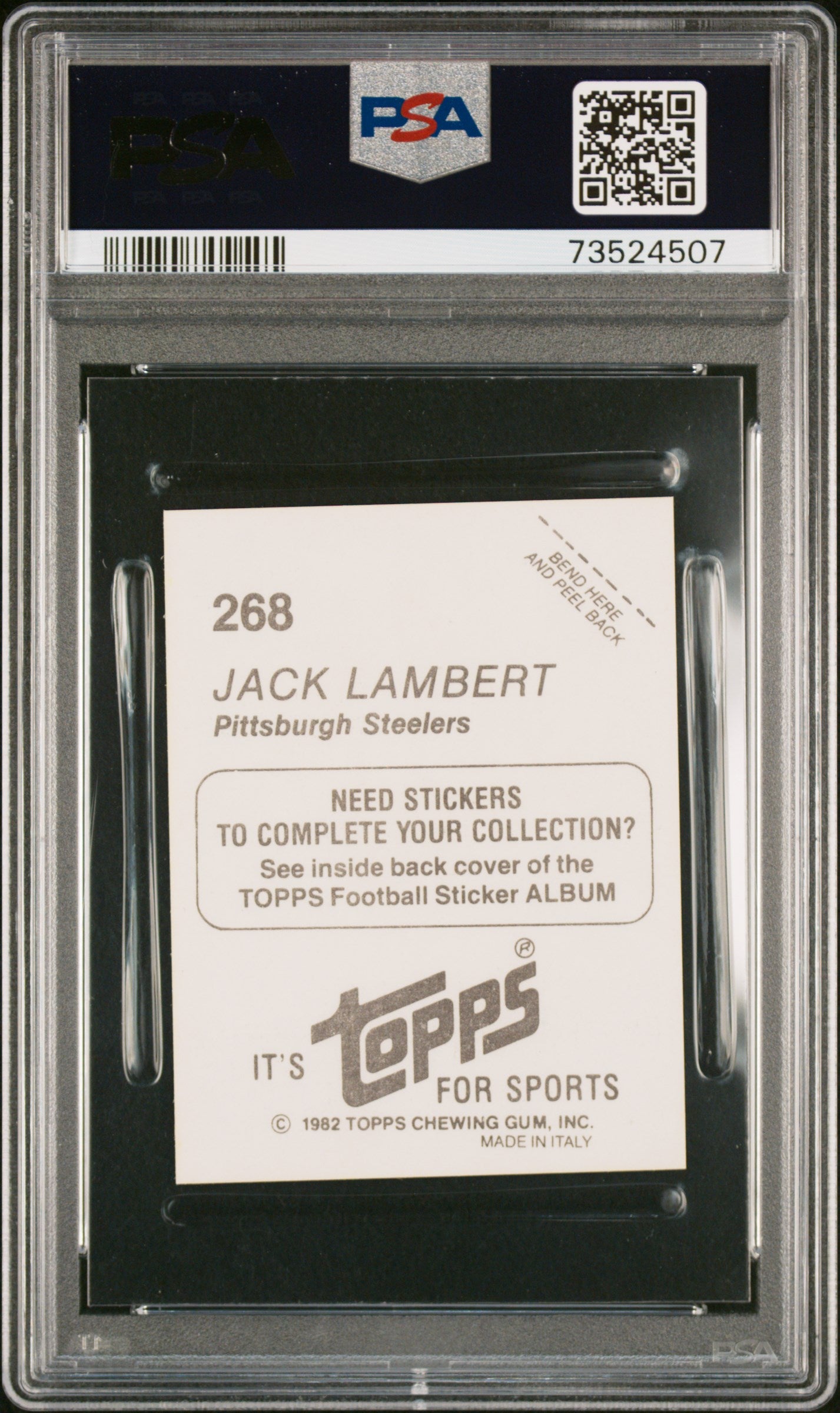1982 Topps Stickers Football Jack Lambert #268 Psa 9 73524507