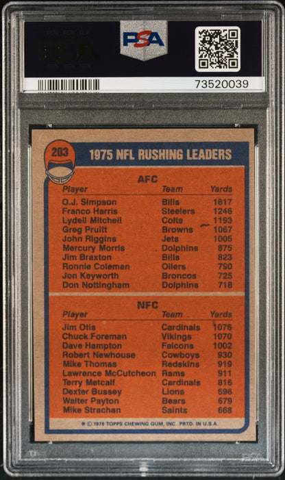 1976 Topps Football Rushing Leaders #203 Psa 6 73520039
