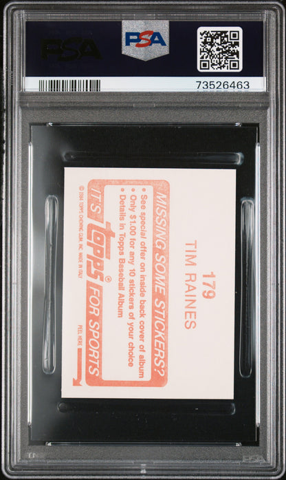 1984 Topps Stickers Baseball Tim Raines #179 Psa 8 73526463